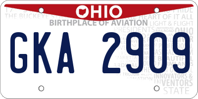 OH license plate GKA2909