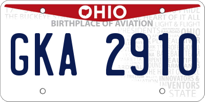 OH license plate GKA2910