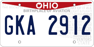 OH license plate GKA2912