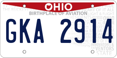 OH license plate GKA2914