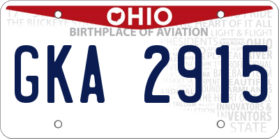 OH license plate GKA2915