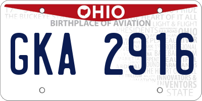 OH license plate GKA2916