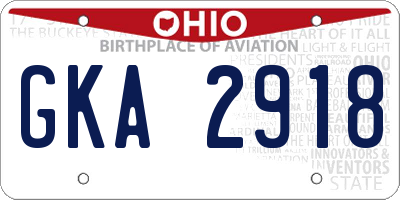 OH license plate GKA2918