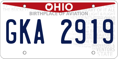 OH license plate GKA2919