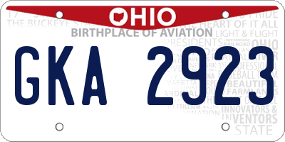 OH license plate GKA2923