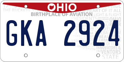 OH license plate GKA2924