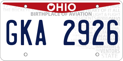 OH license plate GKA2926