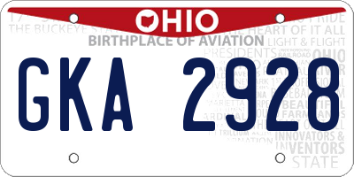 OH license plate GKA2928