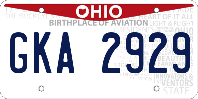 OH license plate GKA2929
