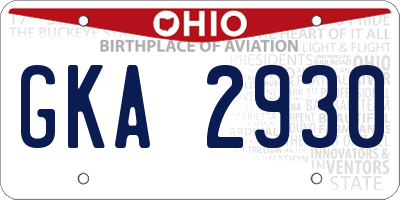 OH license plate GKA2930