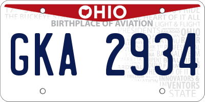 OH license plate GKA2934