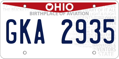 OH license plate GKA2935