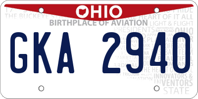 OH license plate GKA2940