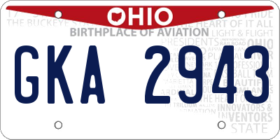 OH license plate GKA2943