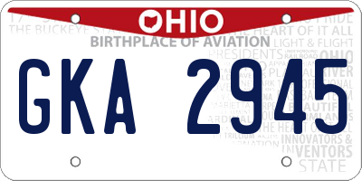 OH license plate GKA2945