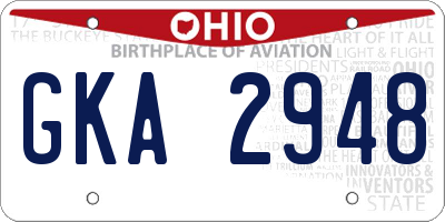 OH license plate GKA2948