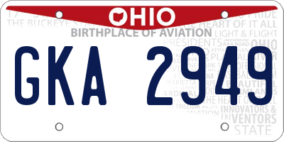 OH license plate GKA2949