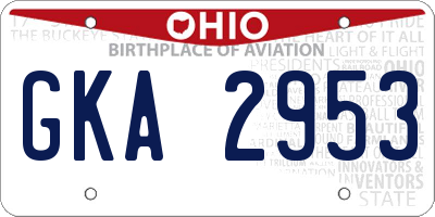 OH license plate GKA2953