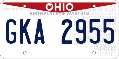 OH license plate GKA2955