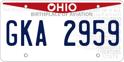 OH license plate GKA2959