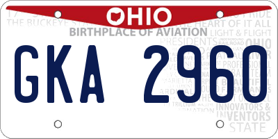 OH license plate GKA2960