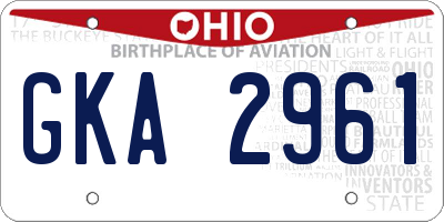 OH license plate GKA2961