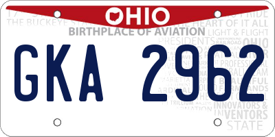 OH license plate GKA2962
