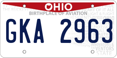 OH license plate GKA2963