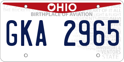 OH license plate GKA2965