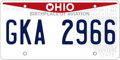 OH license plate GKA2966