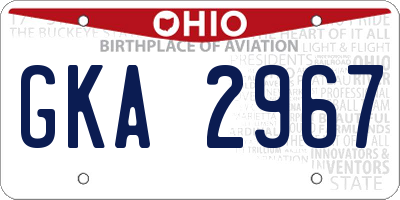 OH license plate GKA2967