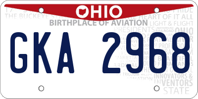 OH license plate GKA2968