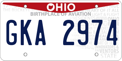 OH license plate GKA2974