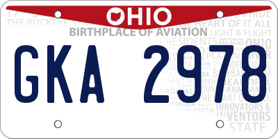 OH license plate GKA2978