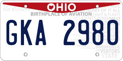 OH license plate GKA2980