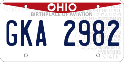 OH license plate GKA2982