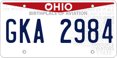 OH license plate GKA2984