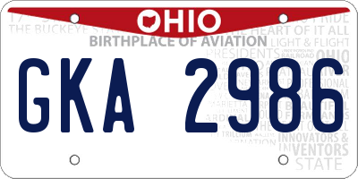 OH license plate GKA2986