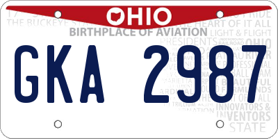 OH license plate GKA2987