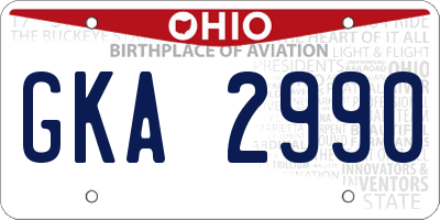 OH license plate GKA2990