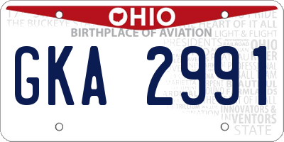 OH license plate GKA2991