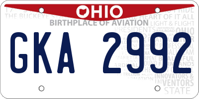 OH license plate GKA2992