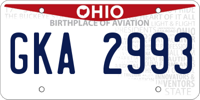 OH license plate GKA2993