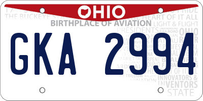 OH license plate GKA2994