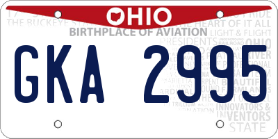 OH license plate GKA2995