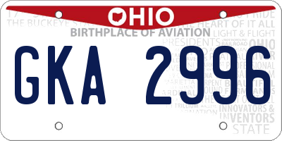 OH license plate GKA2996