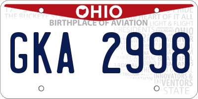OH license plate GKA2998