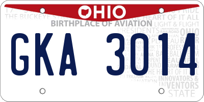 OH license plate GKA3014