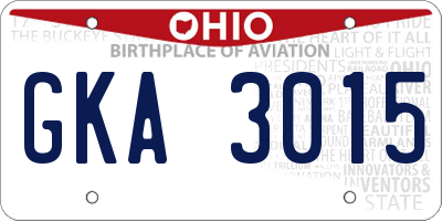 OH license plate GKA3015