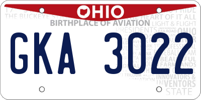 OH license plate GKA3022